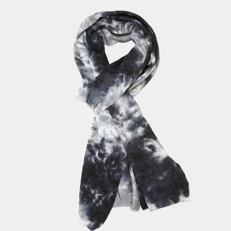 Tie-dye Knitted Hat Gloves Scarf Set Ladies