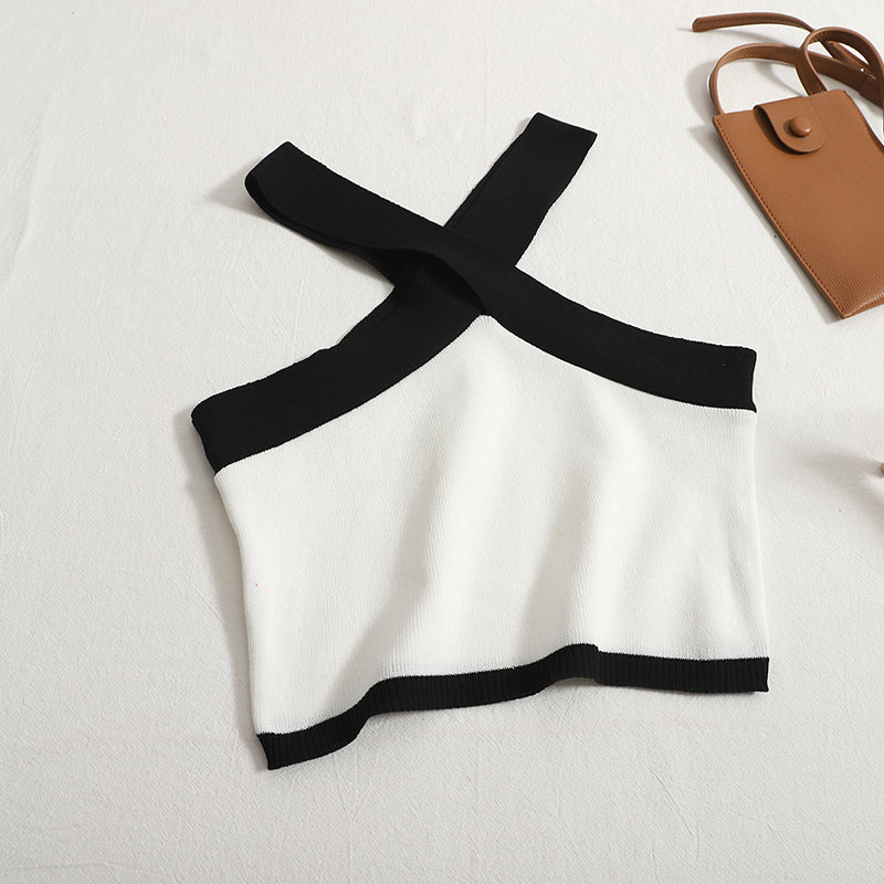 Cross V-neck Halter Waistcoat Female
