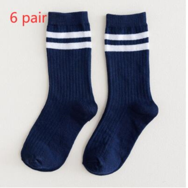 Mid-calf Length College Style Parallel Bars Trendy Retro Women's Striped Socks