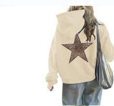 Women's Fashion XINGX Printed Loose Hooded Sweater
