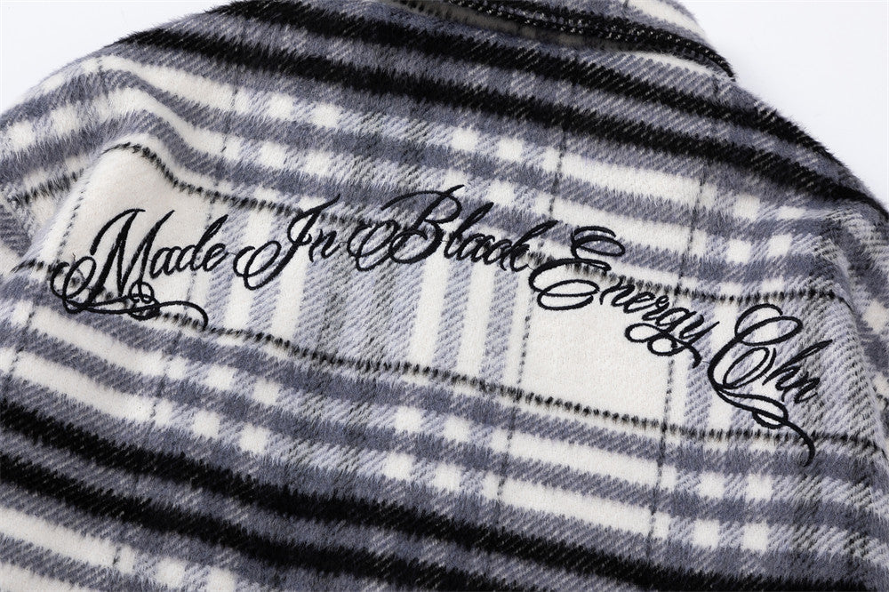 Autumn And Winter Padded Plaid Shirt Coat For Men