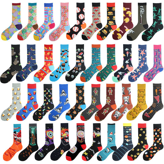 Men's Mid-calf Cotton Socks Jacquard Couple Sex Socks