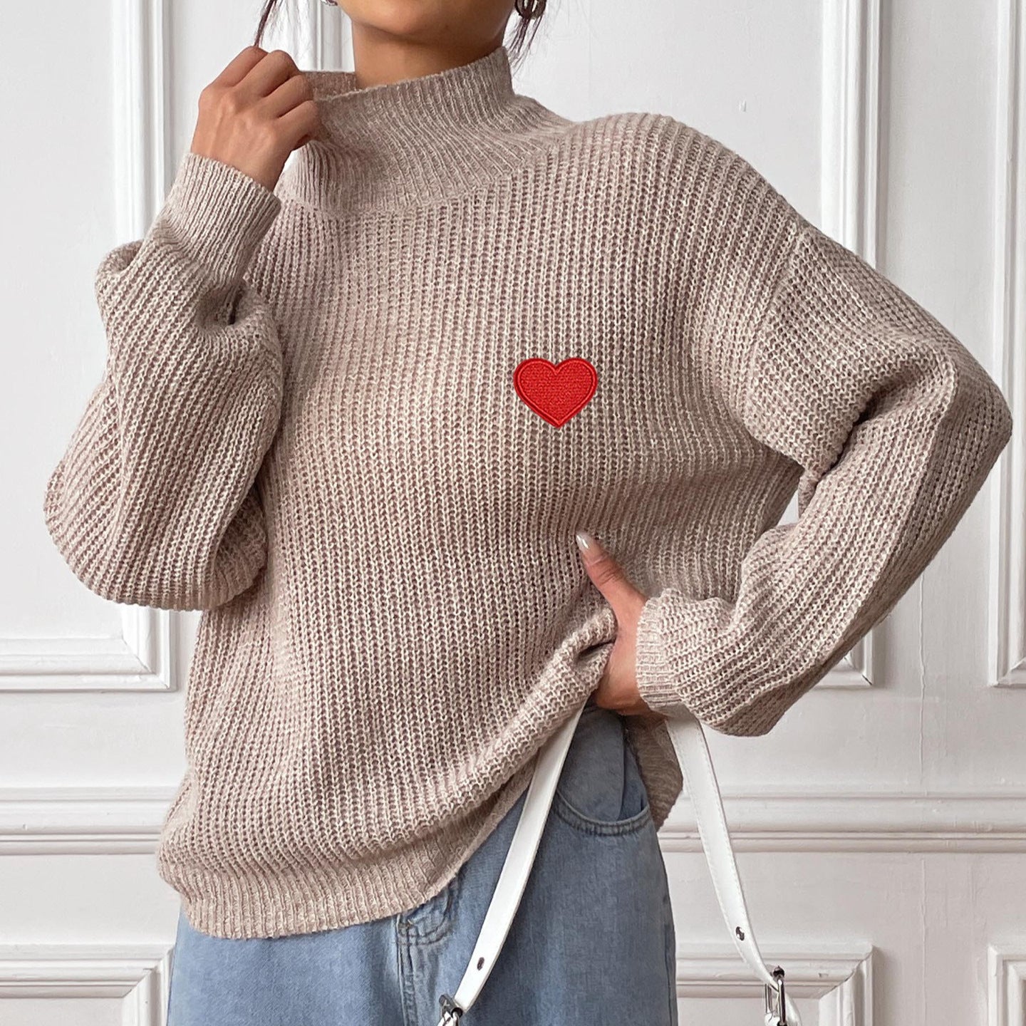 Half Turtleneck Pullover Mixed Color