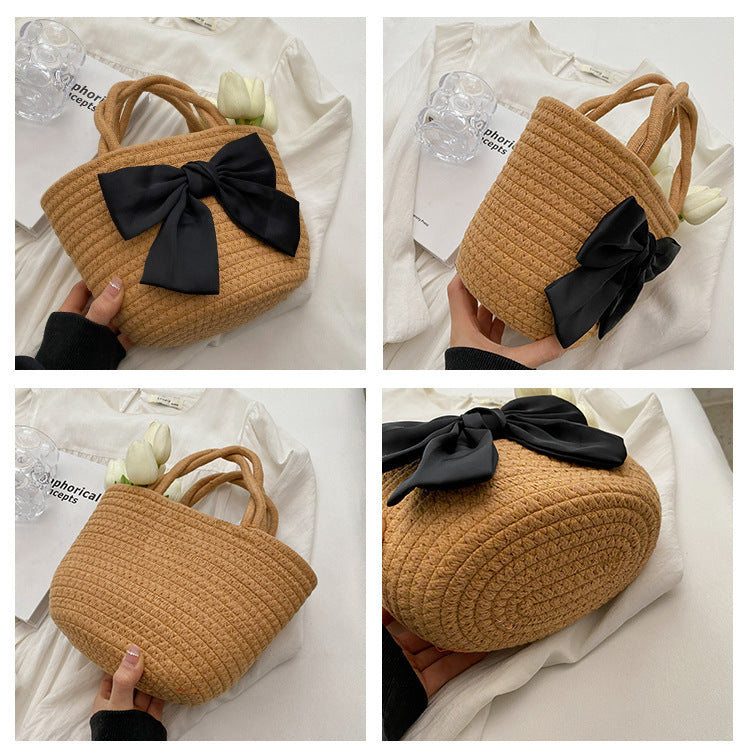 Portable Rainbow Woven Bag For Beach Vacation