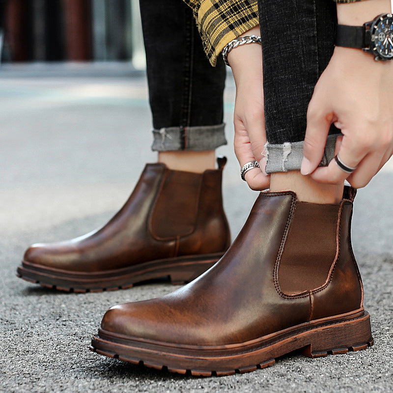 Men's Leather Trend High Top Martin Boots