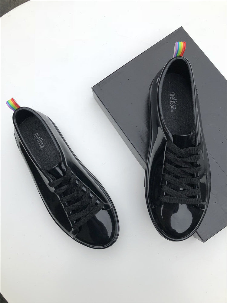 Rainbow Lace-up Single Shoes Women's Sneakers Flat Bottom