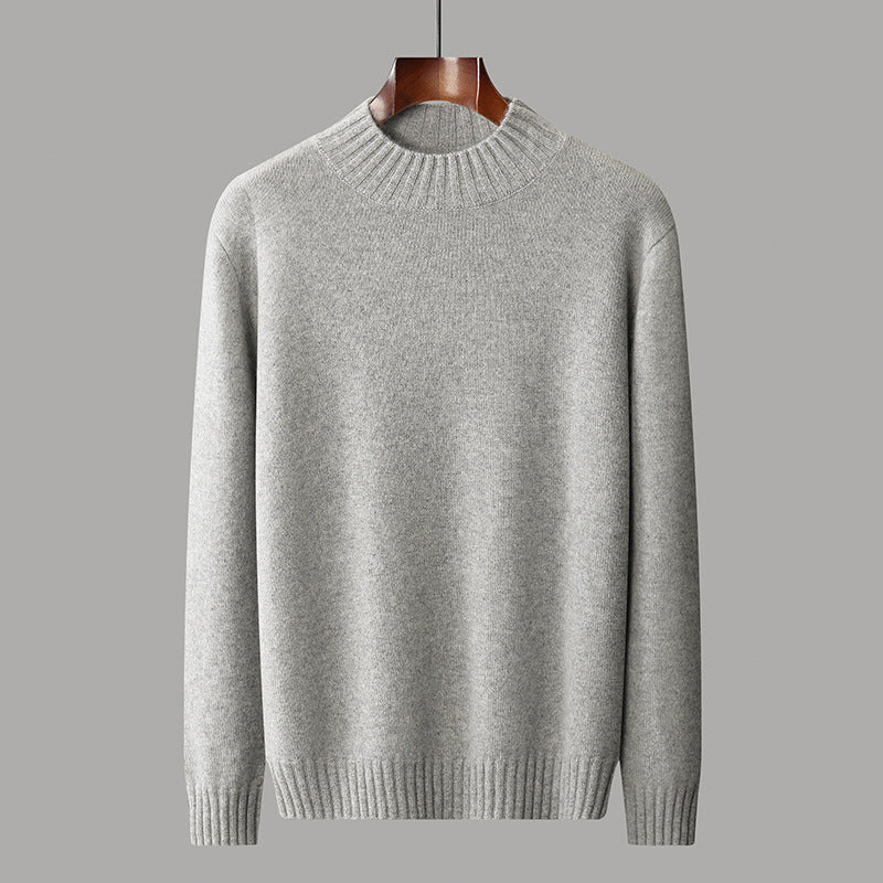Herre Business-Casual Ensfarvet All-Match Sweater Med Halvhøj Hals