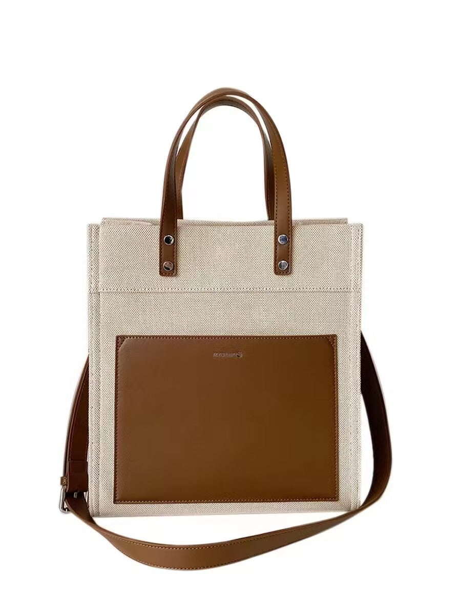 Classic Solid Color Canvas Tote Bag Large Capacity
