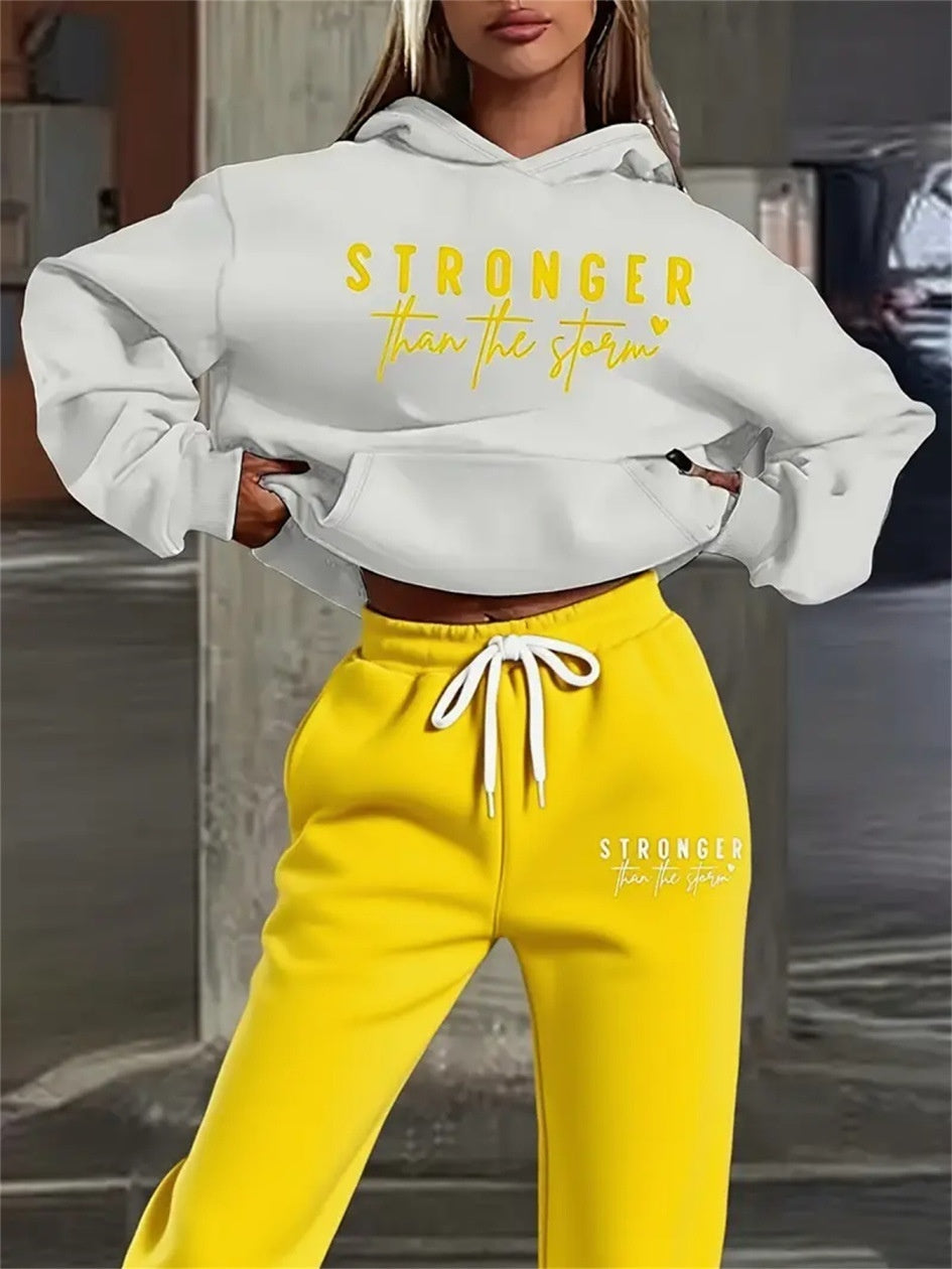 Women's Letter Printing Fleece Loose Leisure Suit