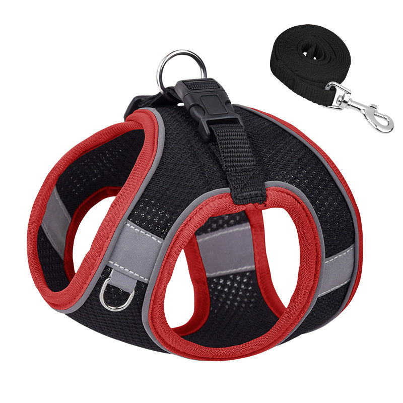 Pet Harness Reflective Plaid Covered Dog Hand Holding Vest Dog Rope