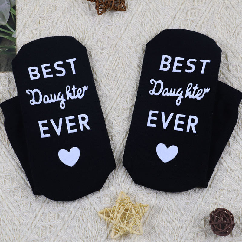 Cotton Mid-calf Length English Alphabet Socks