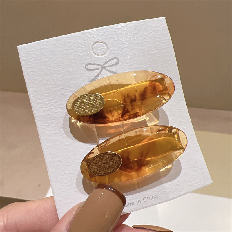 Oval Acetate Small Duckbill Clip Fashion Hairpin