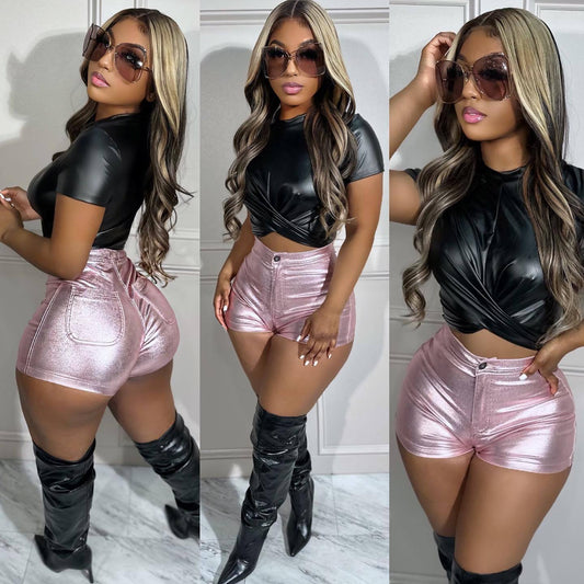 New Women's Metallic Candy-colored Shorts
