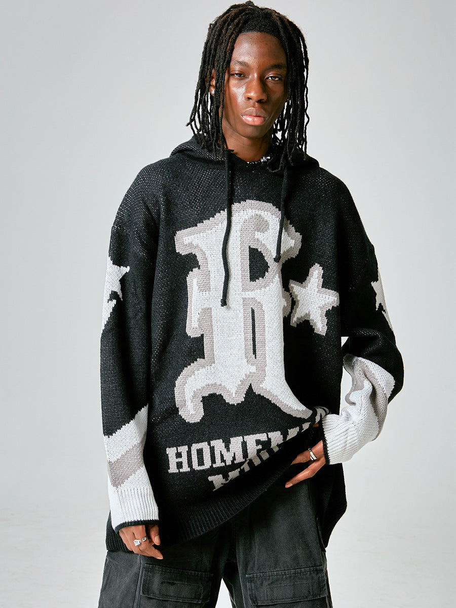 SweaterRetro Sweater Men's High Street Letters Embroidered