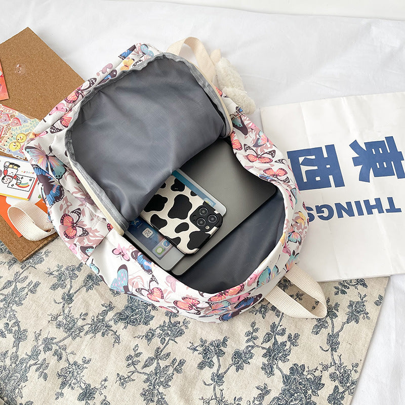 Butterfly Pattern Korean High School Student Backpack Women Without Pendant