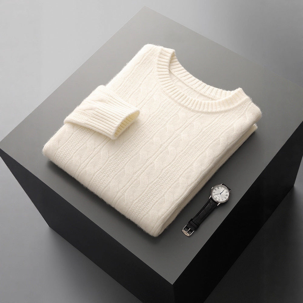 Men's Double-strand Thickened Jacquard Knitted Sweater Casual Business Warm