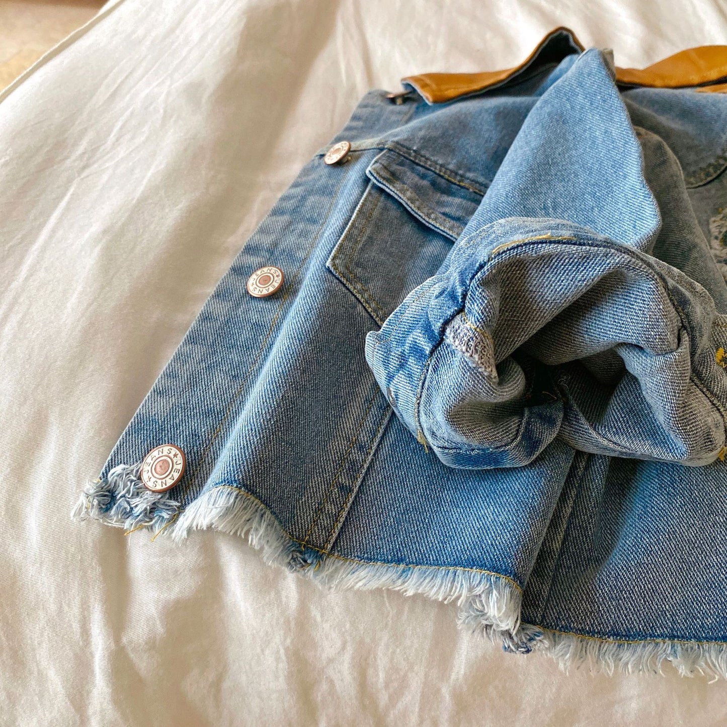 Children's Stitching Denim Jacket Boys And Girls All-match Cardigan Top