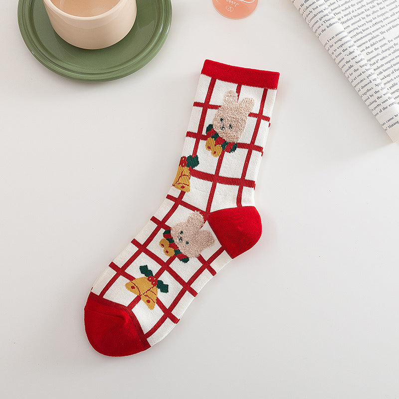 Big Red Female New Year Christmas Socks