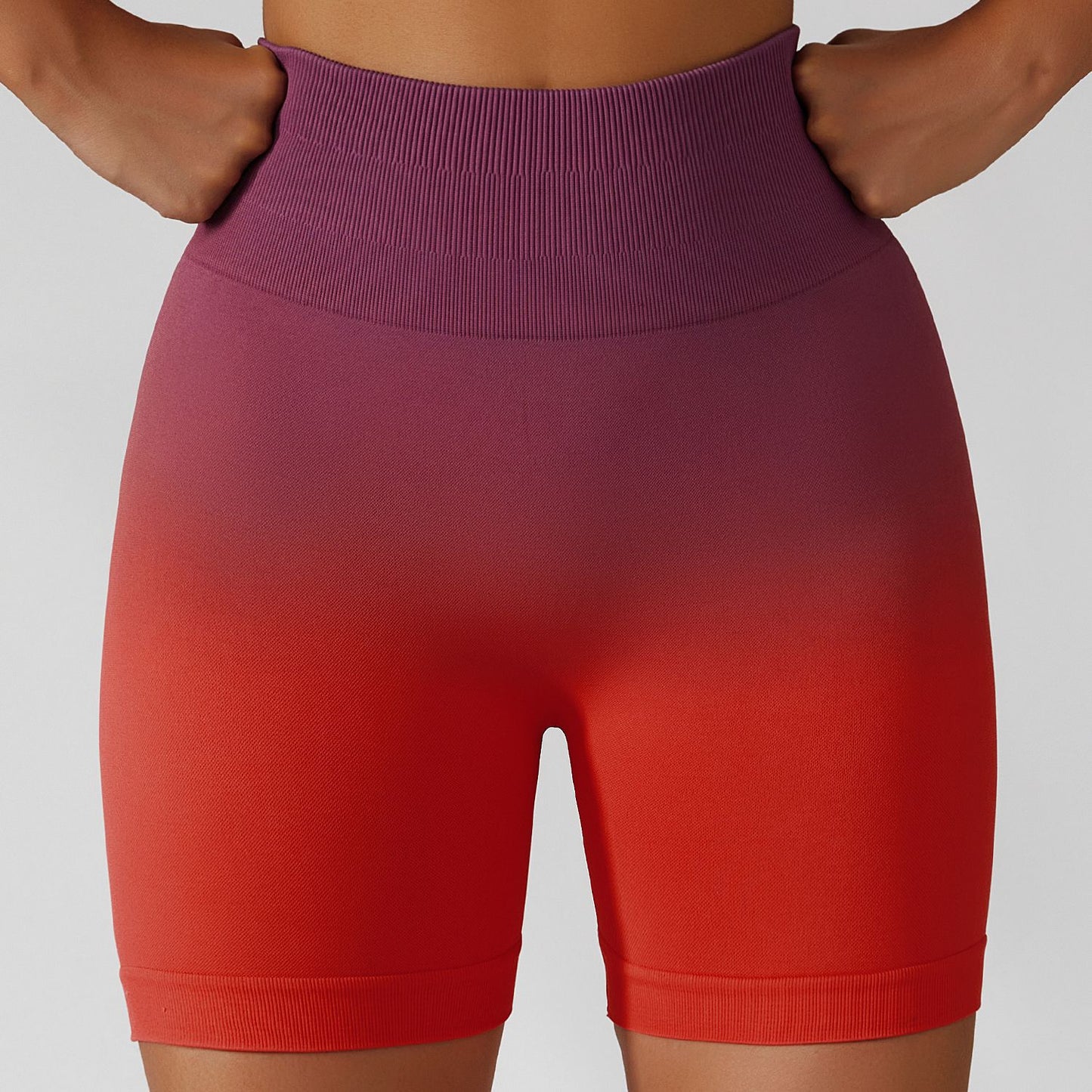 Gradient sømløse yogashorts åndbare, tætsiddende