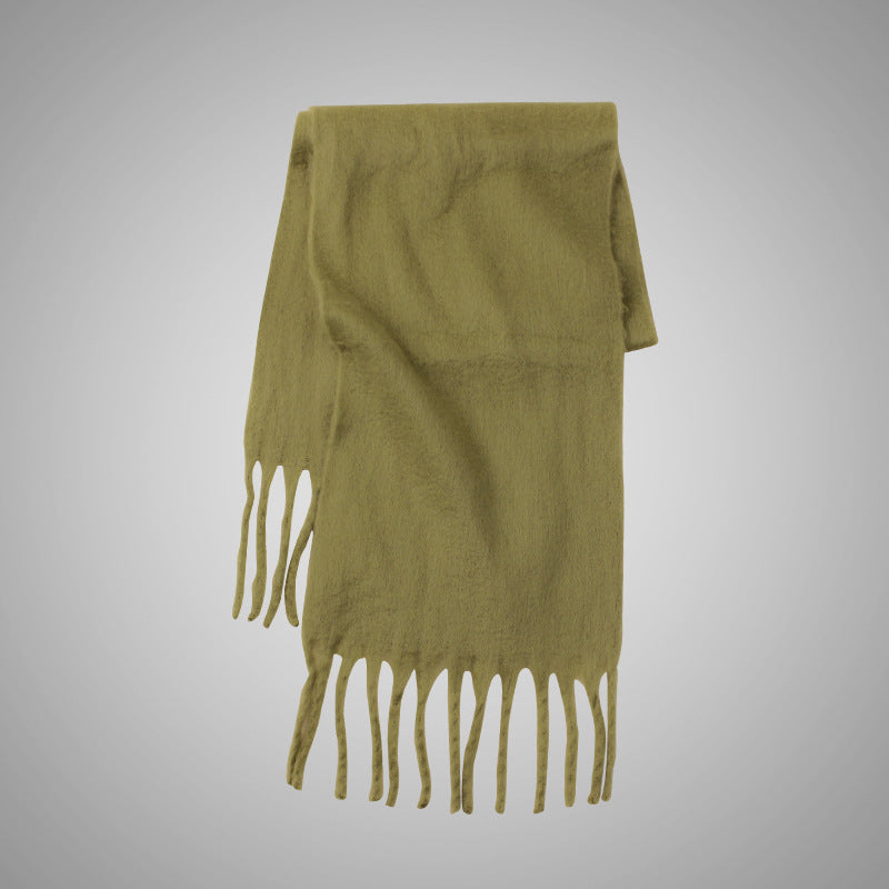 Mohair Casual Stil Blød Fluffy Ensfarvet Varmt Tørklæde