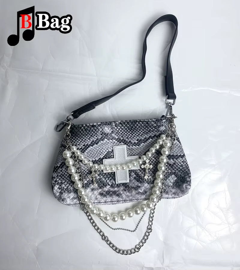 Women's Serpentine Pattern Shoulder Bag - Y2K Retro Harajuku Crossbody Messenger Satchel