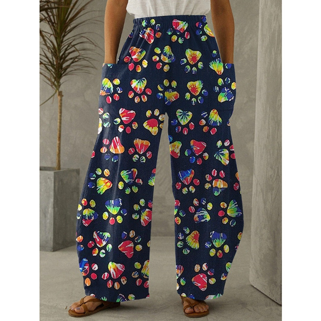 Printed 3D Trendy Irregular Wide-leg Pants