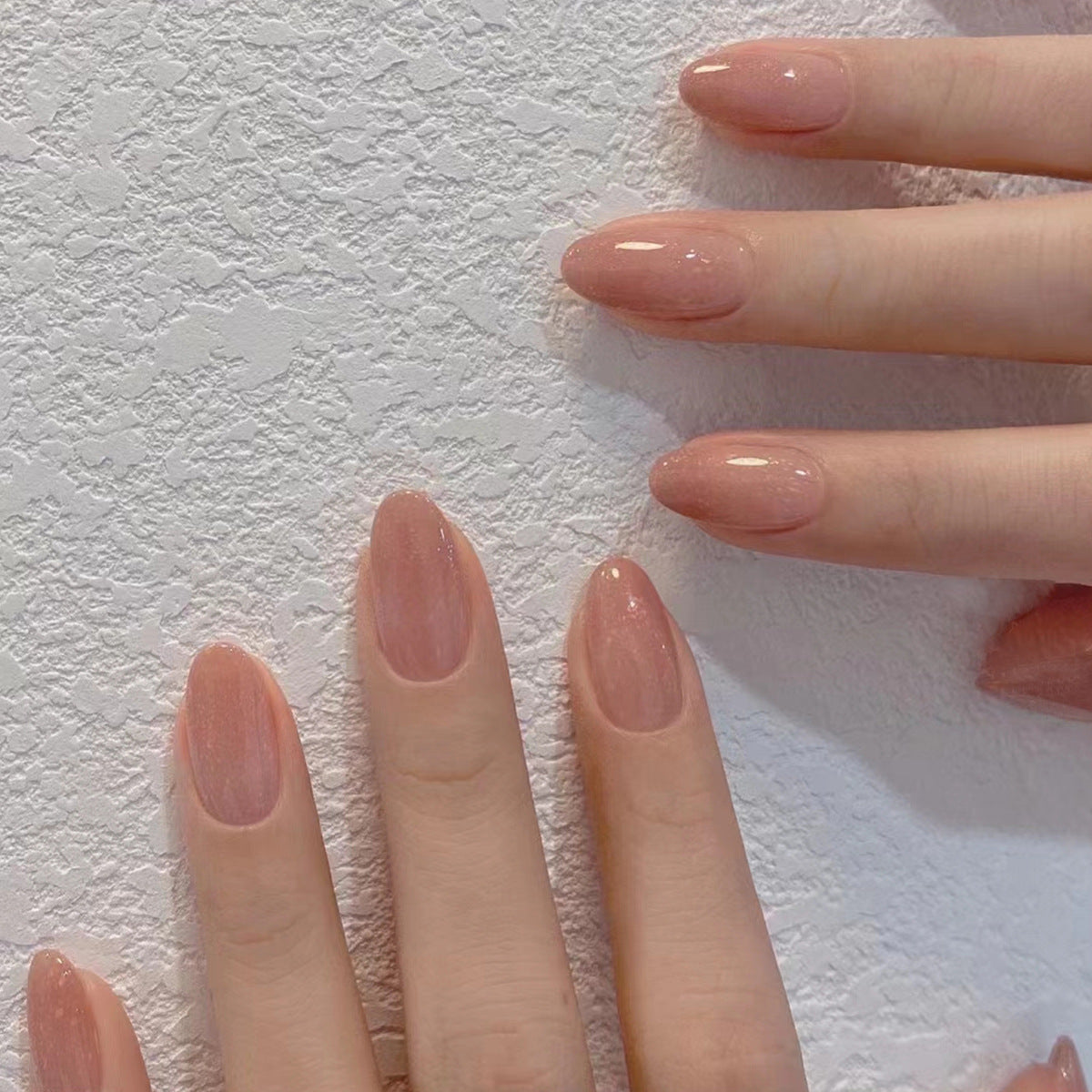 Ferskenfarvet gradient nude-farvet display hvidt fint glimmer aftagelig negleformet stykke