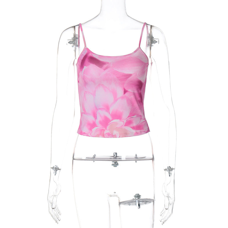 Summer New Fashion Printed Sexy Slim Fit Midriff-baring Camisole
