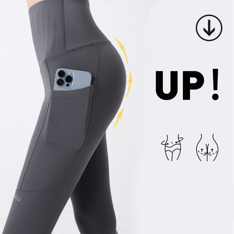 Lommedesign cropped Shark-bukser, udendørs brug, hoftehævende yogabukser