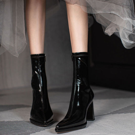 Fashion Pointed Toe Platform High Heel Martin Boots