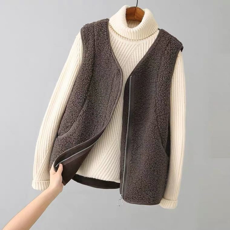 Lamb Wool Outer Wear Waistcoat Vest