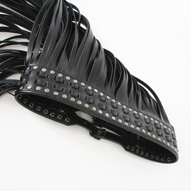 Ladies Fashion Black Long Tassel Pin Buckle Belt