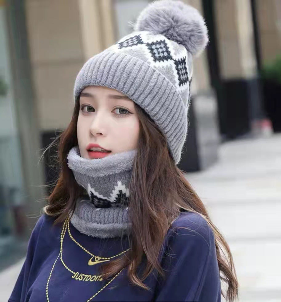 Hat Women's Wool Cute Versatile Scarf Plush