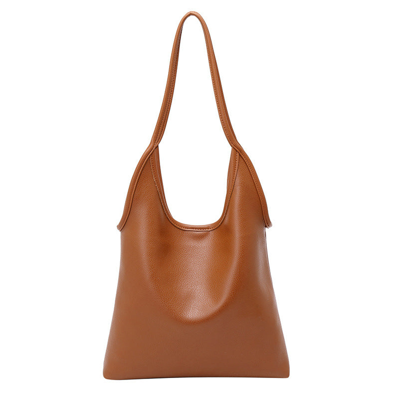 Solid Color Lightweight Pu Soft Leather Hand Bag