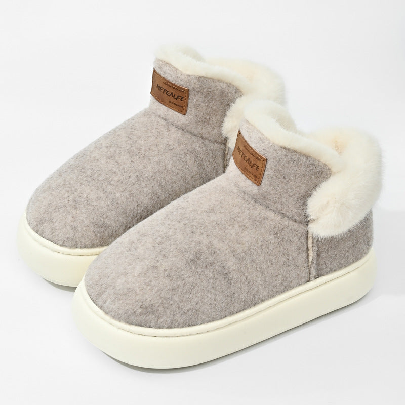 Men And Women Indoor Keep Warm Outerwear Bag Heel Plus Velvet Snow Boots