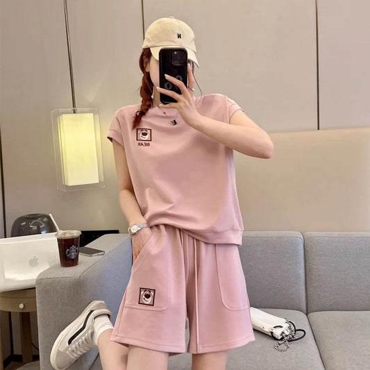 Women's Fashion Casual Embroidered Short-Sleeve Suit