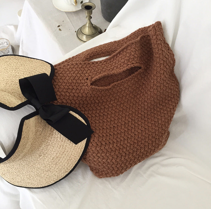Women's Portable Loose Hemp Soft Knitted Wool Bag