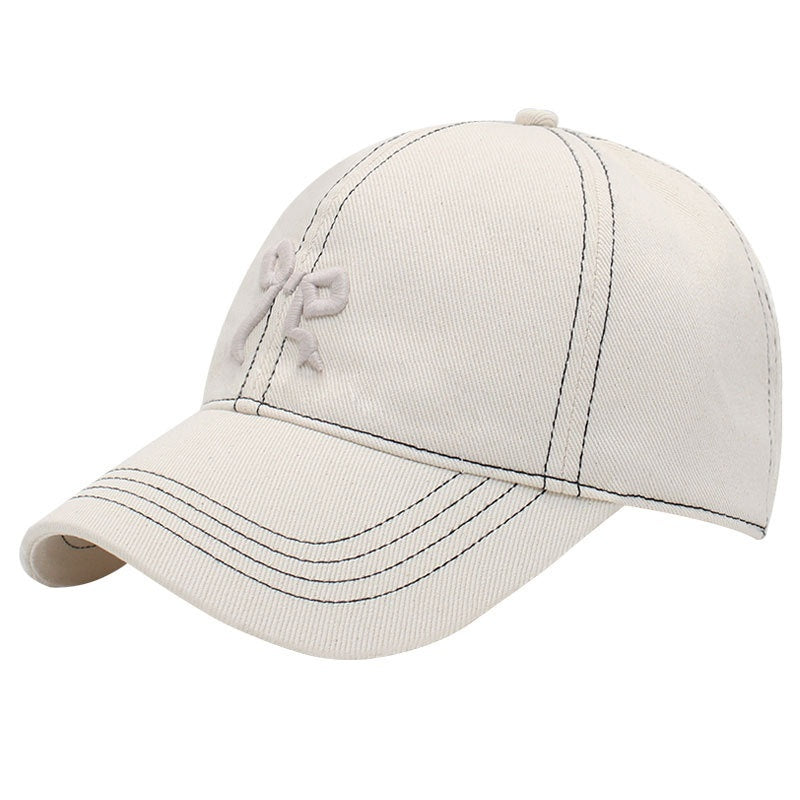 Spring Three-dimensional Embroidery Bow Baseball Cap Women's Fashionable Peaked Cap Sun Protection Hat