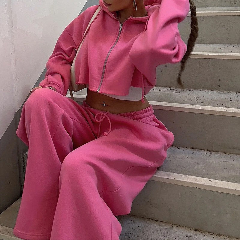 Women's Fashionable Long-sleeve Sporty Casual Hoodie Set