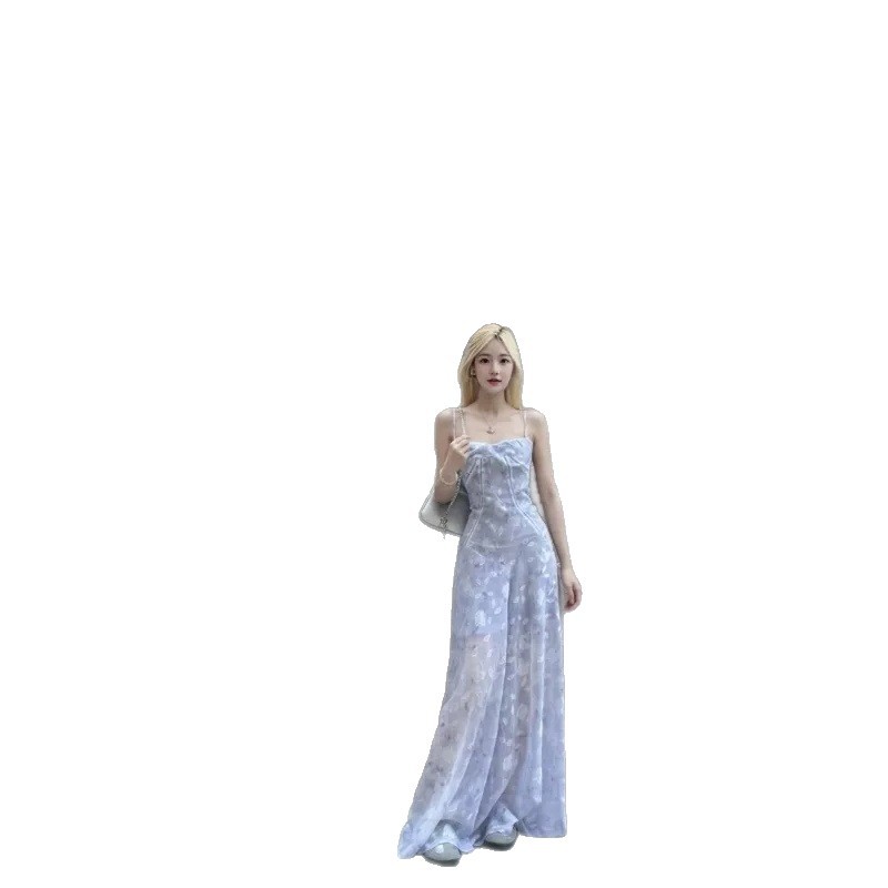 French Style Waist Cinching Floral Slip Dress For Women
