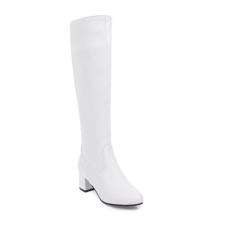 Autumn And Winter Foreign Trade Knight Boots Women's Middle Square Heel Long Tube Large And Small Size 31-45 Female Boots 826