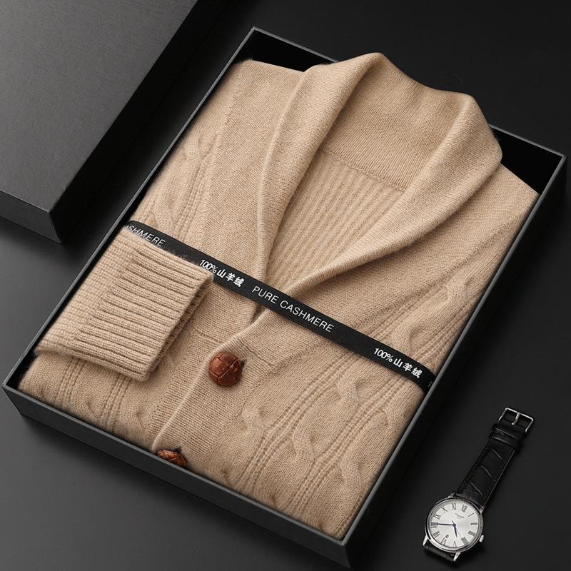 Men's Thickened Coat Twisted Collar Button Fashion Knitwear