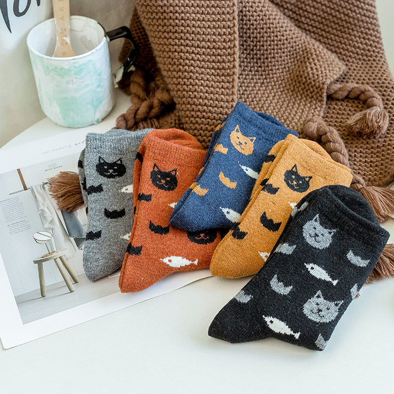 Womens Warm Retro Rabbit Wool Socks