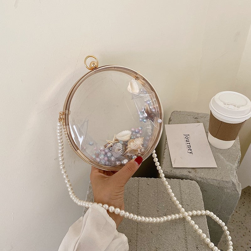 Transparent  Small Bag Jelly Net Red Girl Pearl Chain