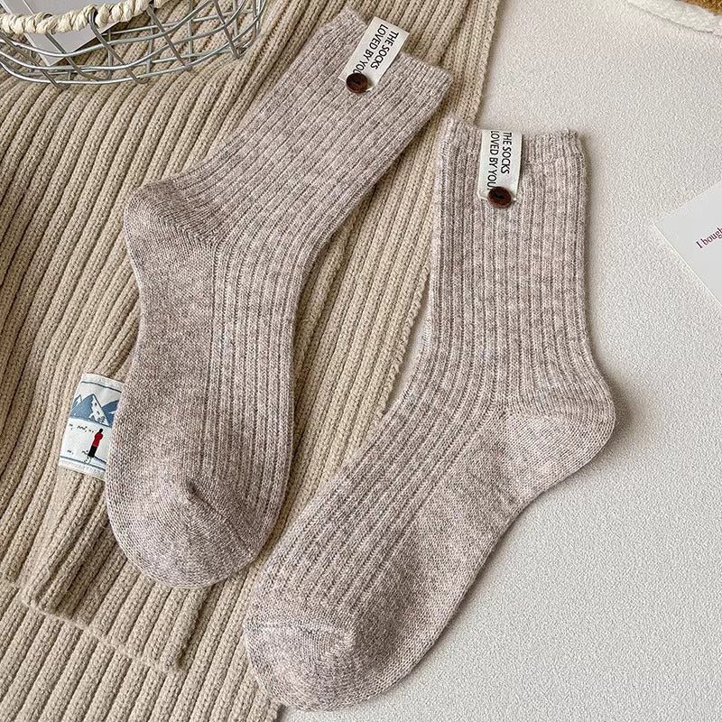 Womens Chunky-knit Socks With Buttons