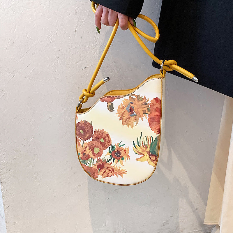 National Style Oil Painting Bag Women's Niche Design