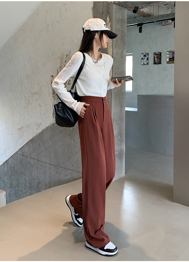 Women's Spring And Autumn High Waist Slim Drop In Suit Pants
