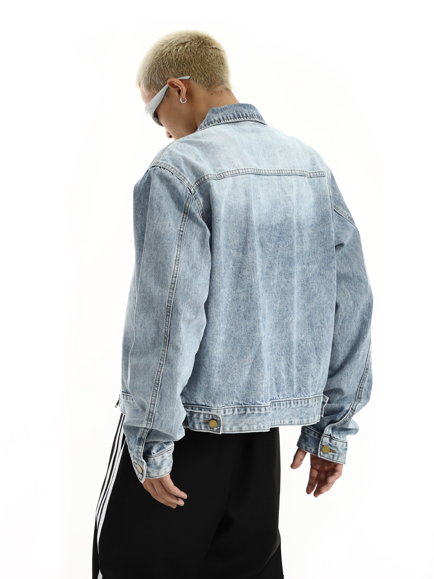Men's Gradient Washed Zipper American Retro Jacket