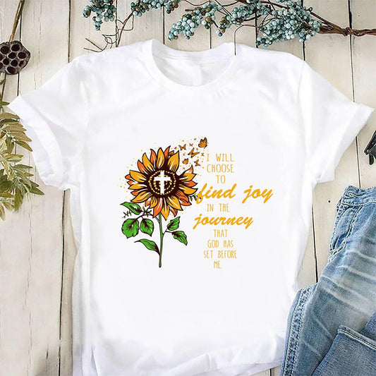 Sunflower Pattern Printed Holiday T-shirt