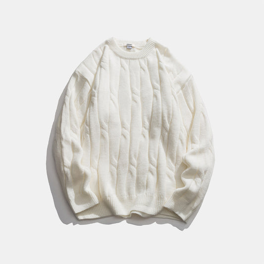 Men's Pure Color Simple Round Neck Pullover Sweater